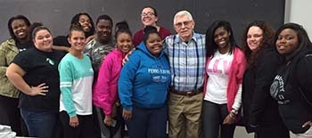 Students with guest speaker, Joseph Sheldon, MSW, LSW, Executive Director, Chester County Assistance Office