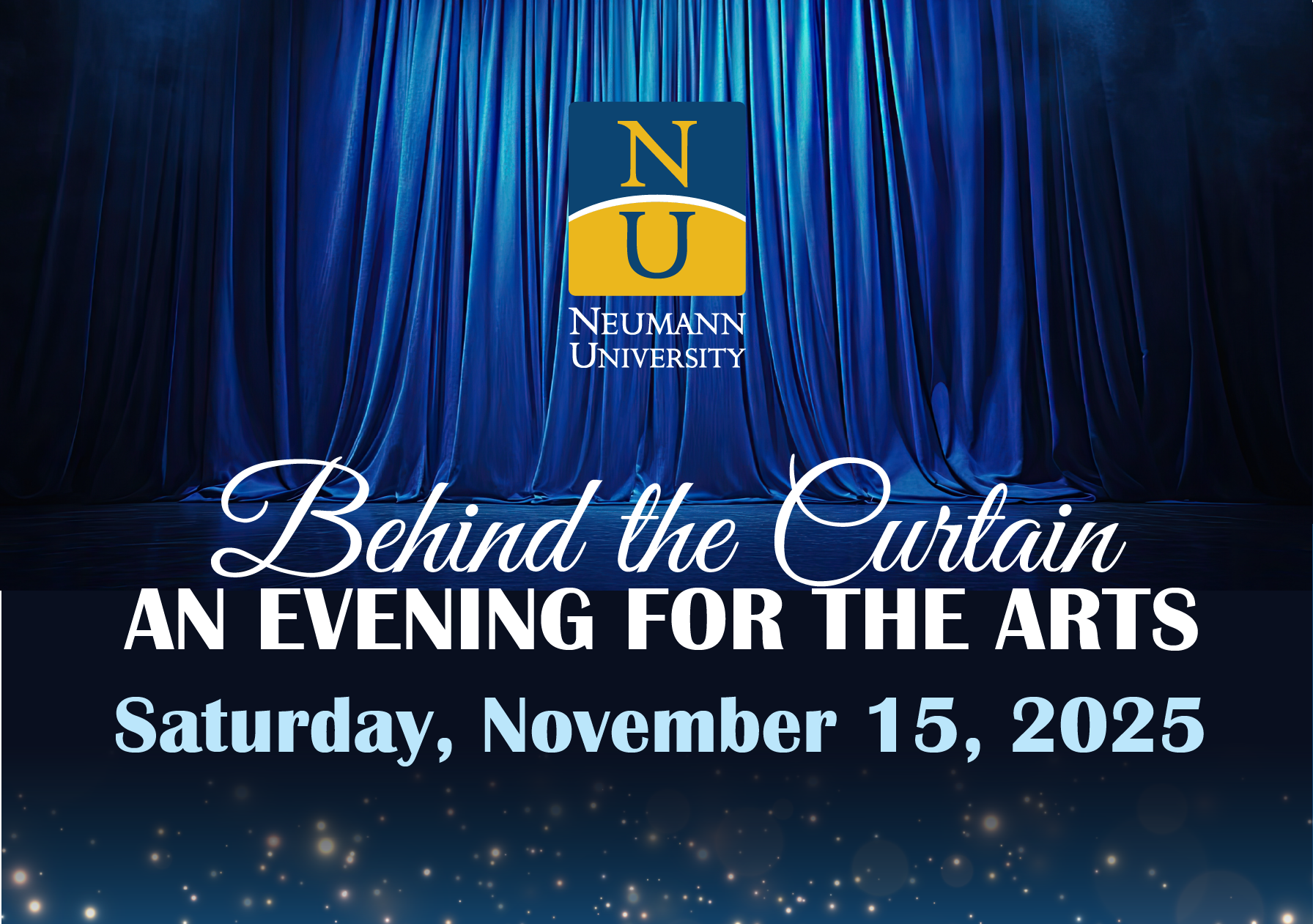 Behind the Curtain_An evening for the arts-Neumann University-special event-logo-date-link to site page